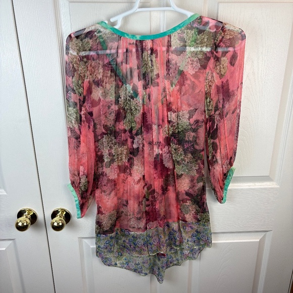 Aratta Silent Journey Semi Sheer Tunic Top Silk Blouse - Picture 4 of 4